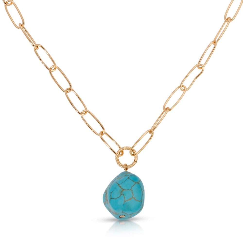 Ettika Gold and Blue Necklace with Turquoise Pendant